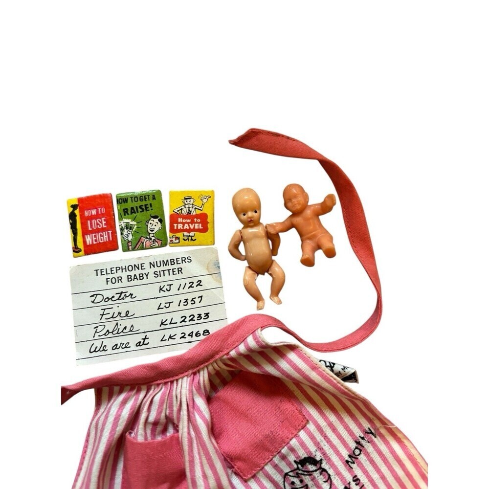 Vintage Barbie #953 Babysitter Good Girls Good Boys Japan Apron Babies Books - Picture 2 of 4